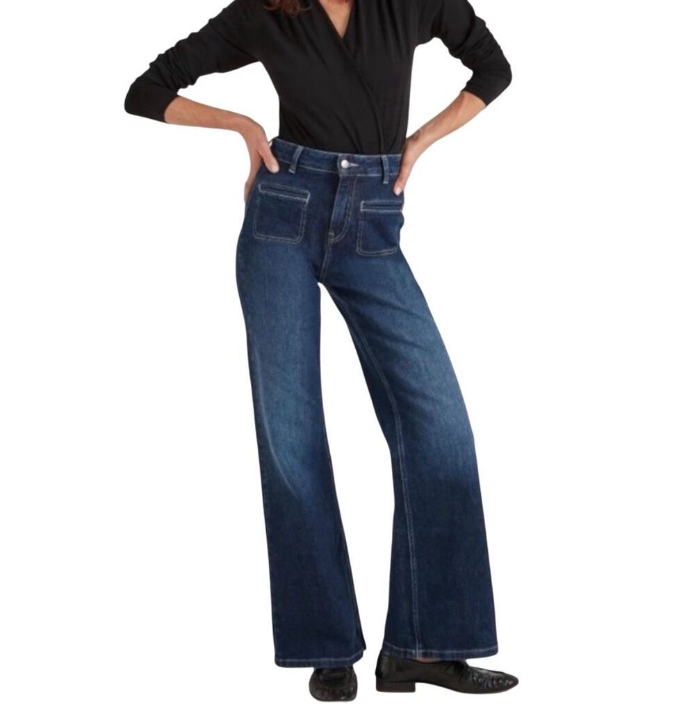 Free People X We The Free Wide Leg Patch Pocket Jeans women's Sz 28 NEW